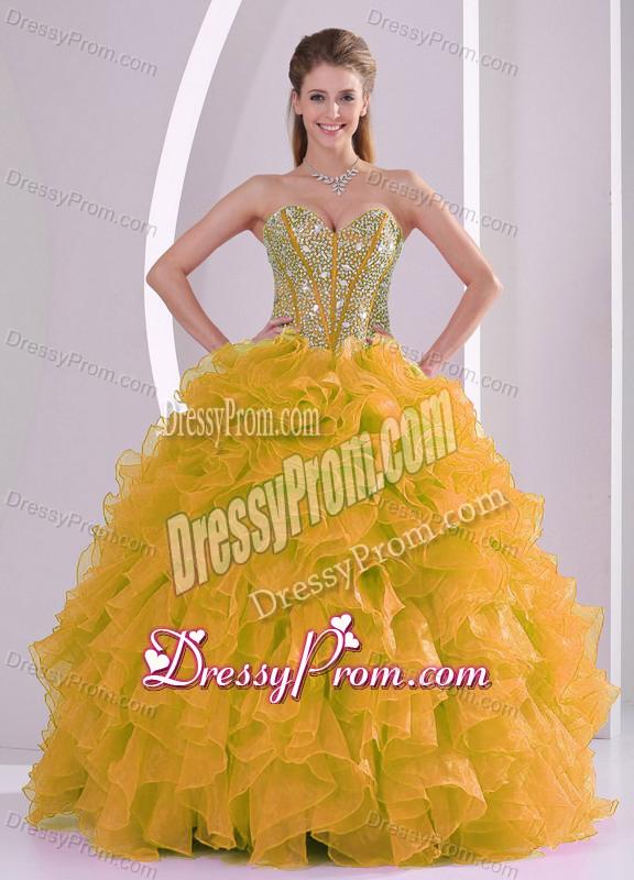 Beading and Ruffles Sweetheart Long Quinceanera Gowns for 2013 winter