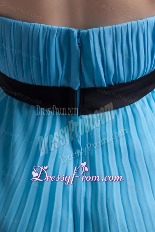 Empire Strapless Chiffon Aqua Blue Knee-length Prom Dress