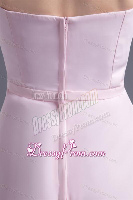 Lovely Pink Empire Strapless Knee-length Chiffon Ruching Prom Dress