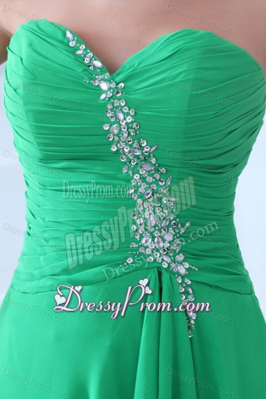 Turquoise Sweetheart Beading Ruching High-low Prom Dress