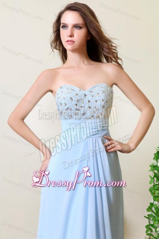 Empire Sweetheart Beading Light Blue Chiffon Prom Dress