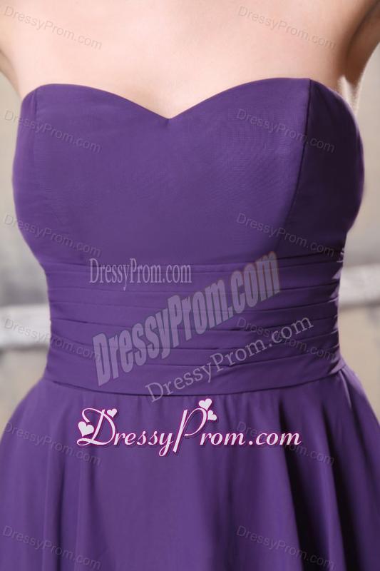 Sweetheart High-low Chiffon Empire Purple Prom Dress for Girls