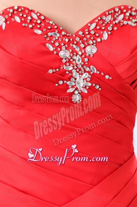 Sheath Wine Red Sweetheart Taffeta Beading Prom Dress for Girl