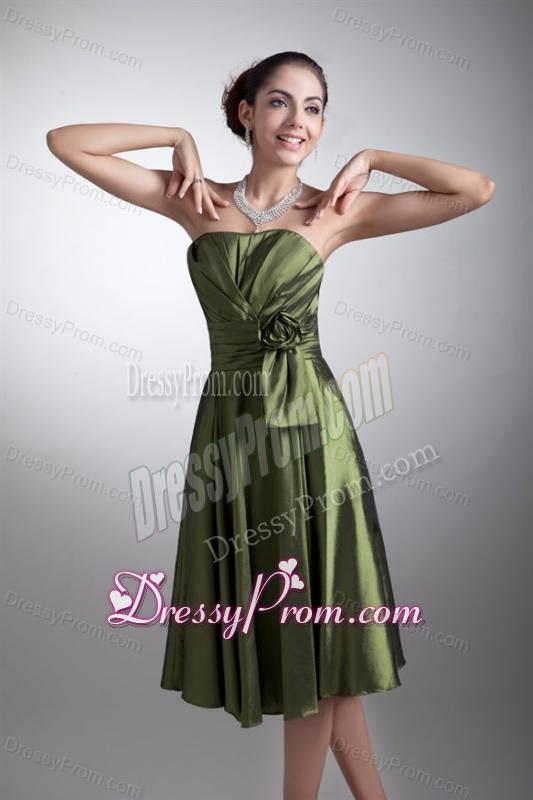 Simple Green Column Sweetheart Knee-length Ruching Prom Dress