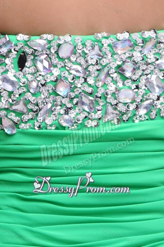 Beaded Sexy Mini-length Green Prom Dress with Side Zipper