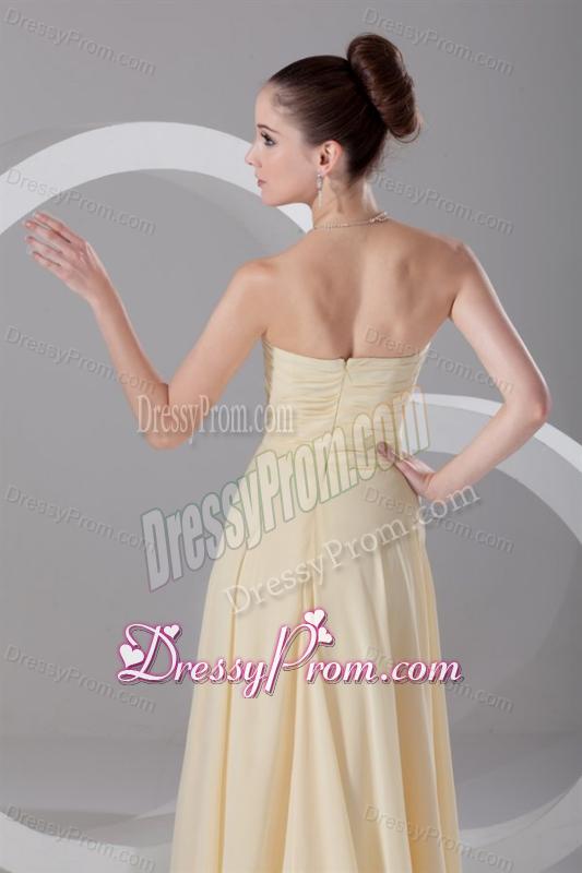 Elegant Empire Sweetheart Floor-length Champagne Ruching Chiffon Prom Dress