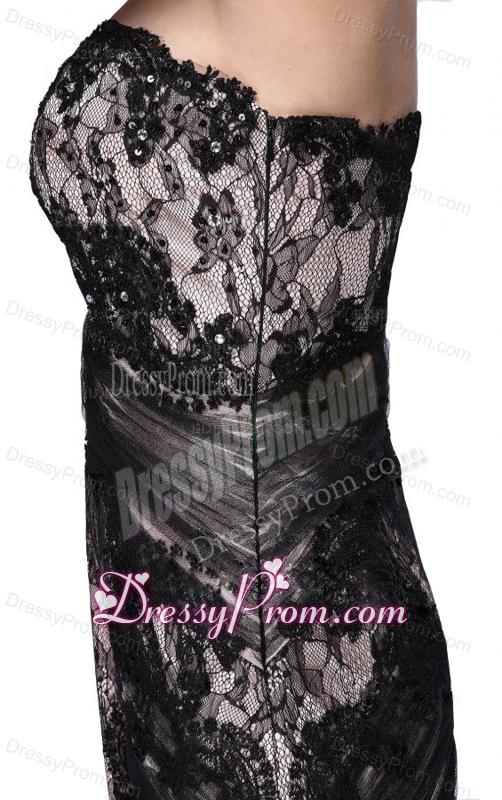 Mermaid Black Sweetheart Lace Floor-length Prom Dress
