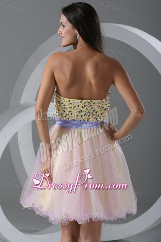 Princess Champagne Sweetheart Appliques Knee-length Prom Cocktail Dress