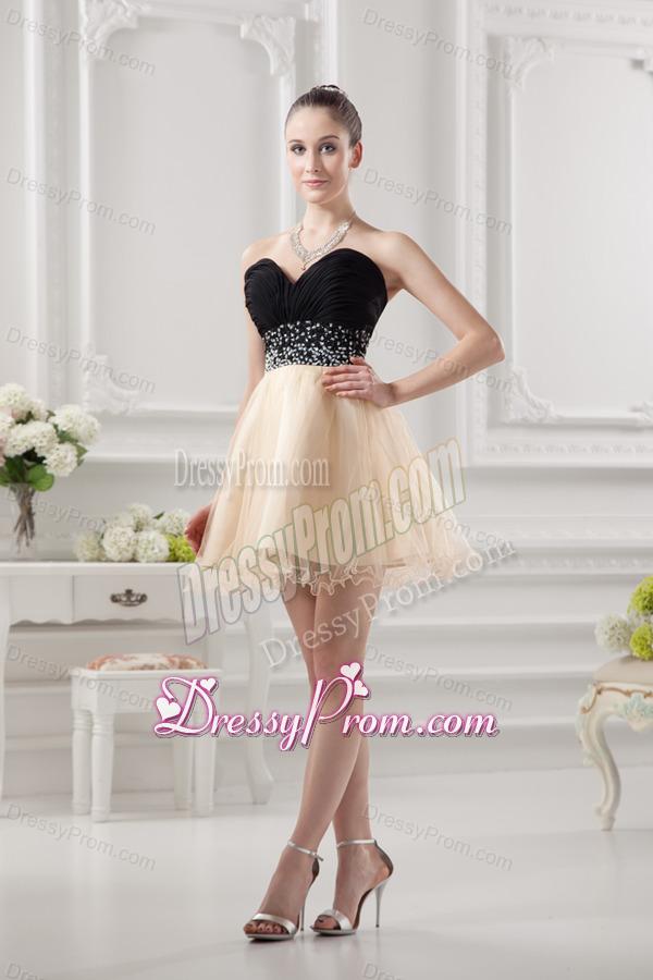 Sweetheart Organza Beading Organza Champagne Prom Dress