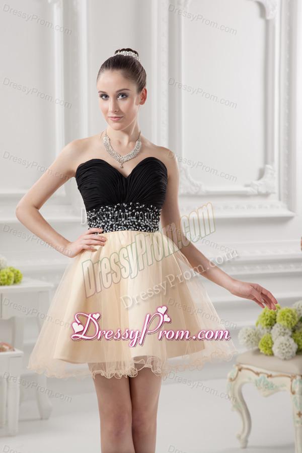 Sweetheart Organza Beading Organza Champagne Prom Dress