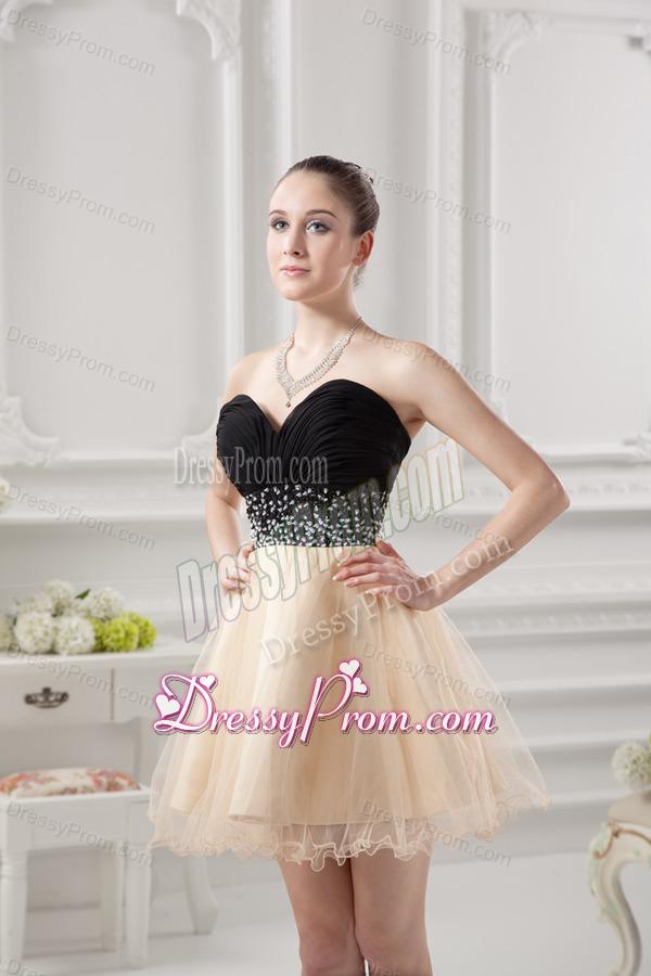 Sweetheart Organza Beading Organza Champagne Prom Dress