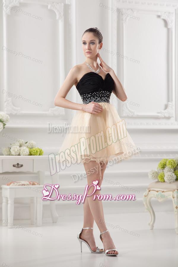 Sweetheart Organza Beading Organza Champagne Prom Dress