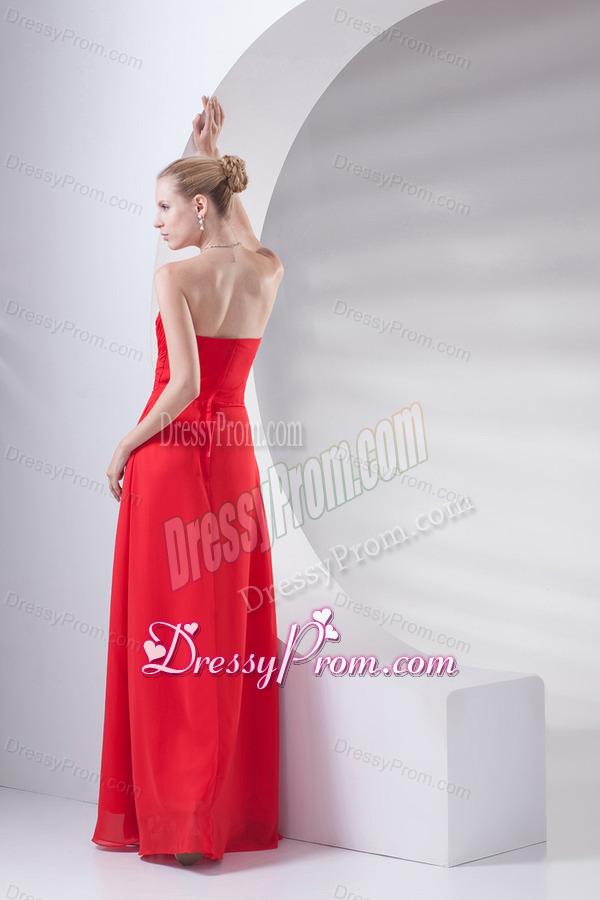 Empire Wine Red Sweetheart Beading Prom Dress with Chiffon