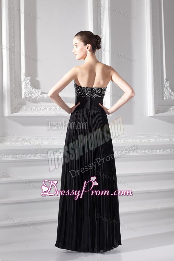 Chiffon A-line Strapless Prom Dress with Beading and Pleats