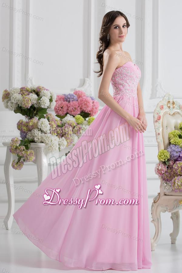 Empire Sweetheart Appliques Prom Dress in Baby Pink