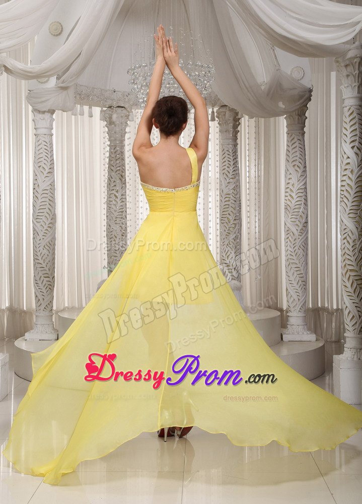 the Brand New One Shoulder Beading Prom Evening Dress Watteau Train