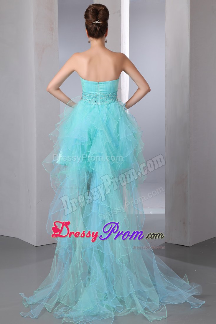 Inexpensive Aqua Blue Sweetheart Prom Dress Asymmetrical Beaded
