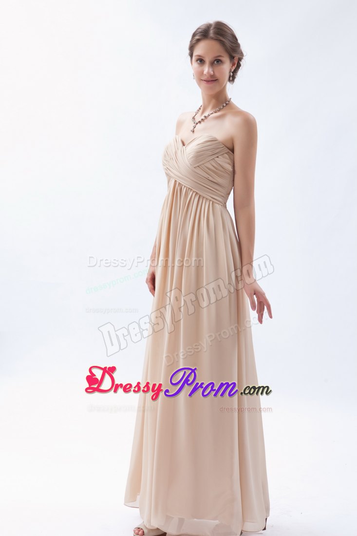 Discount 2014 Ruched Champagne Prom Dress on Sale
