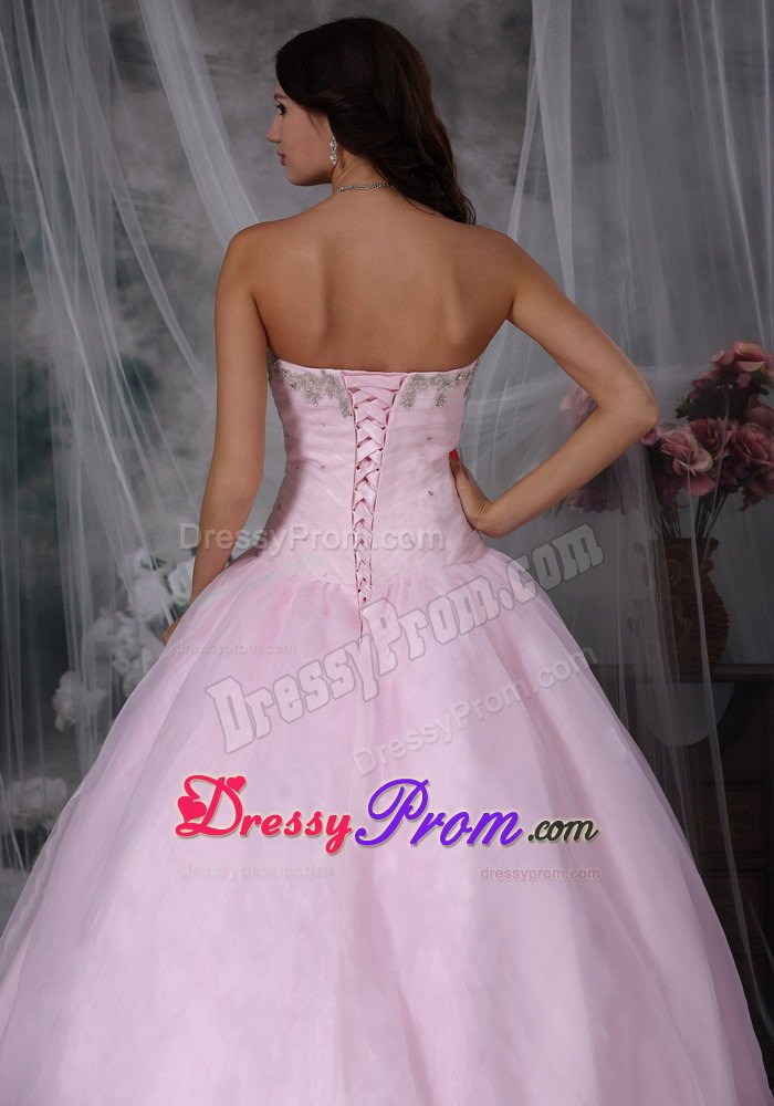 A-line Sweetheart Chapel Train Appliques and Hand Flowers Dresses 15