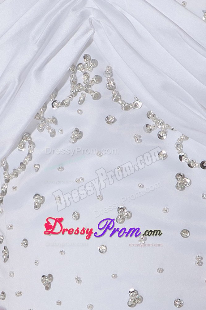 Halter Ball Gown Floor-length Beading Quinceanera Dress in White