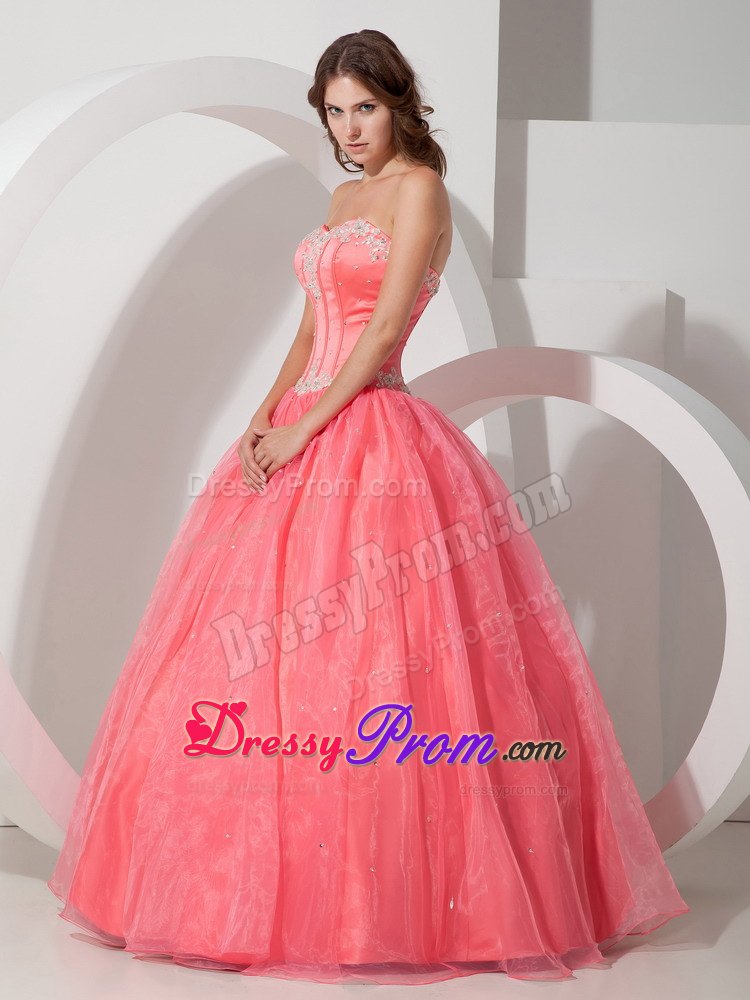 Appliques with Beading Sweetheart Floor-length Watermelon Dresses Of 15