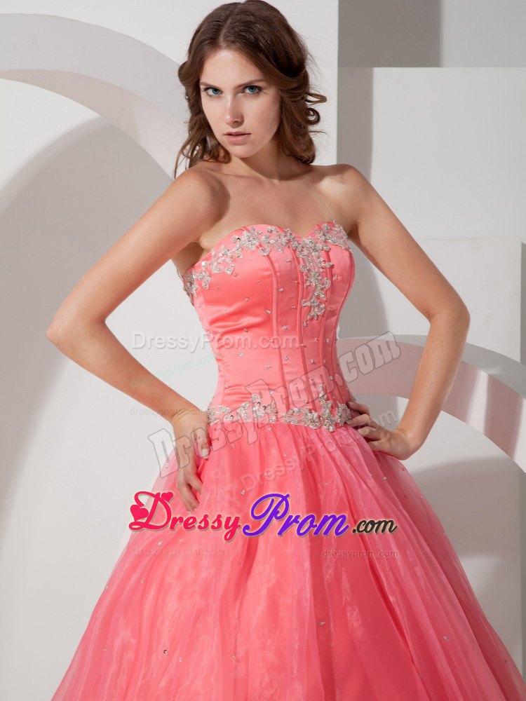 Appliques with Beading Sweetheart Floor-length Watermelon Dresses Of 15