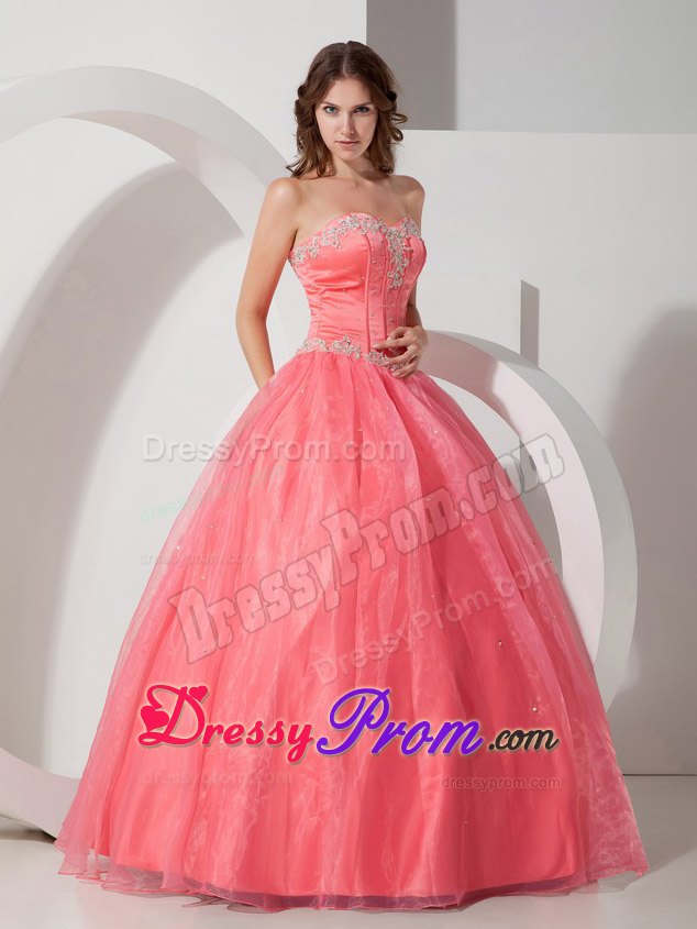 Appliques with Beading Sweetheart Floor-length Watermelon Dresses Of 15