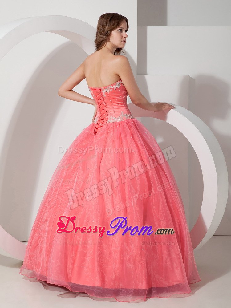 Appliques with Beading Sweetheart Floor-length Watermelon Dresses Of 15