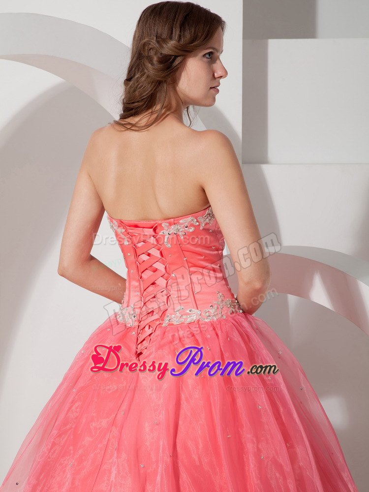 Appliques with Beading Sweetheart Floor-length Watermelon Dresses Of 15