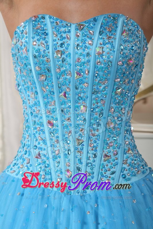 Sweetheart Beading Ball Gown Quinceanera Dress in Sky Blue