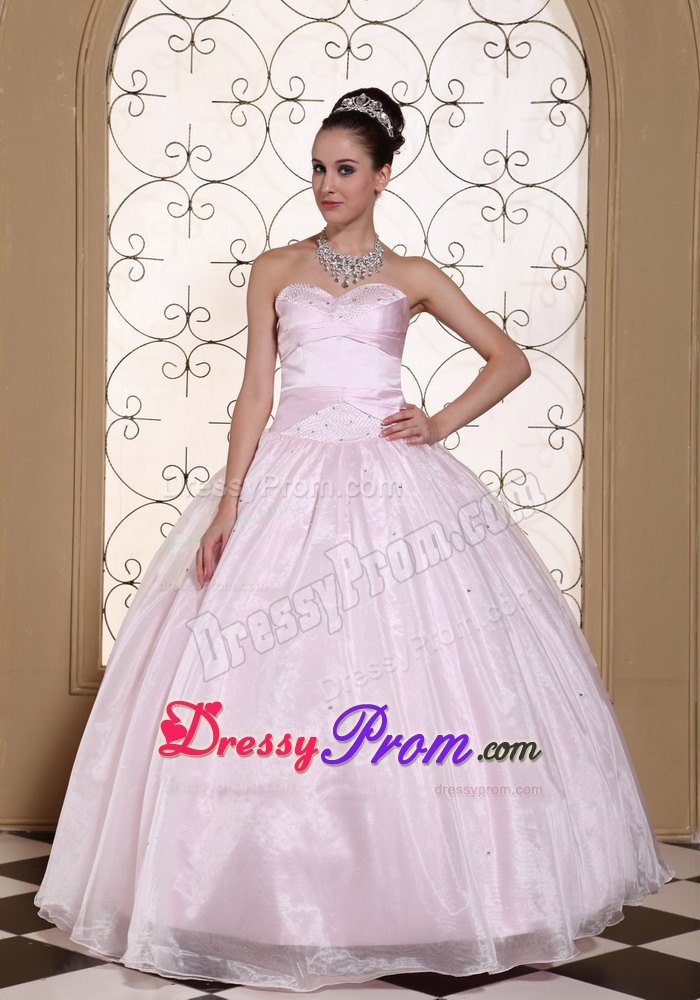 Lace Up Sweetheart Beaded Baby Pink Sweet Sixteen Quinceanera Dresses