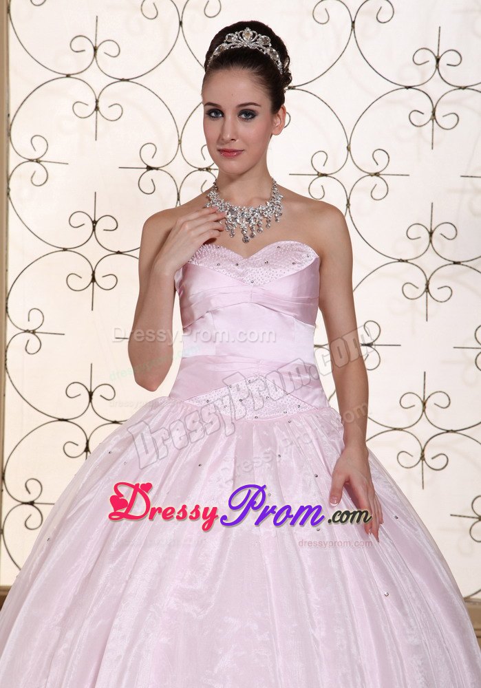 Lace Up Sweetheart Beaded Baby Pink Sweet Sixteen Quinceanera Dresses