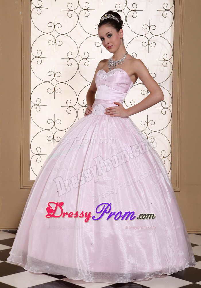 Lace Up Sweetheart Beaded Baby Pink Sweet Sixteen Quinceanera Dresses