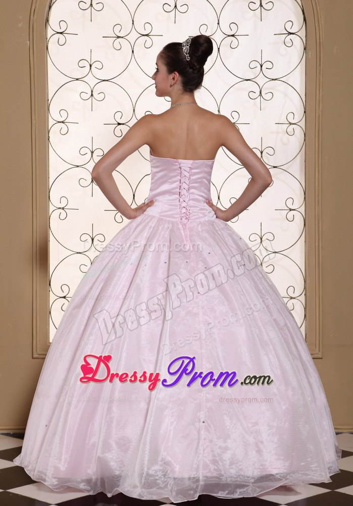 Lace Up Sweetheart Beaded Baby Pink Sweet Sixteen Quinceanera Dresses