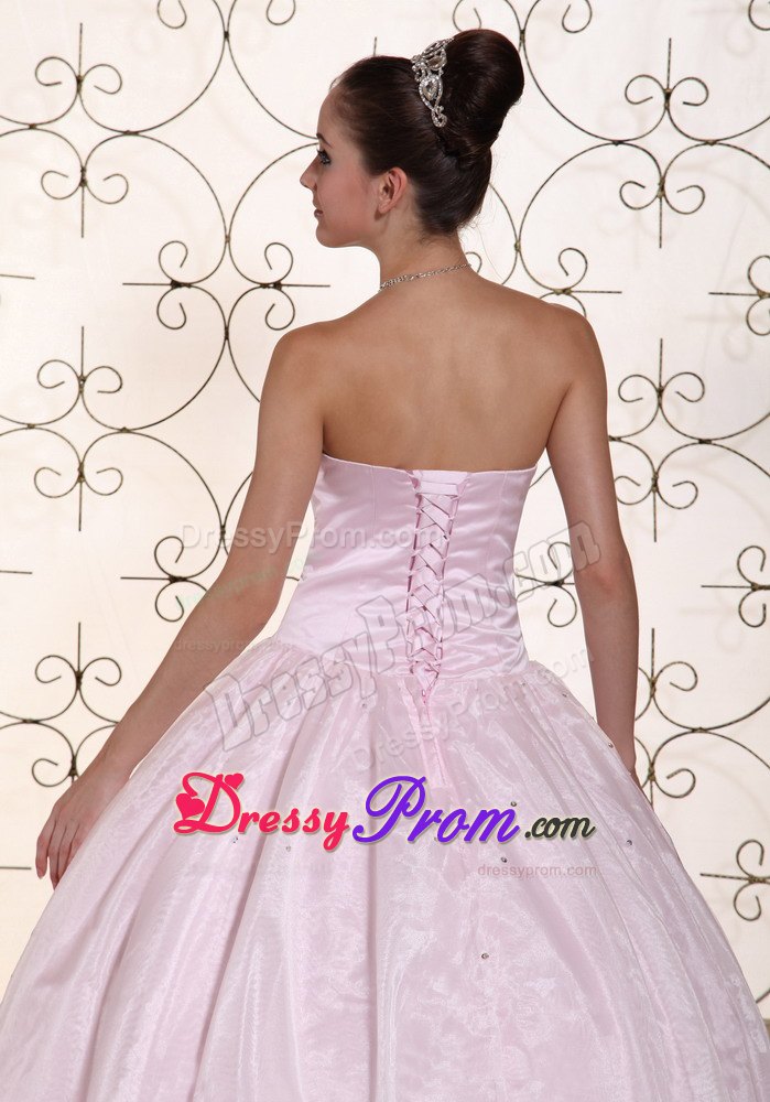 Lace Up Sweetheart Beaded Baby Pink Sweet Sixteen Quinceanera Dresses