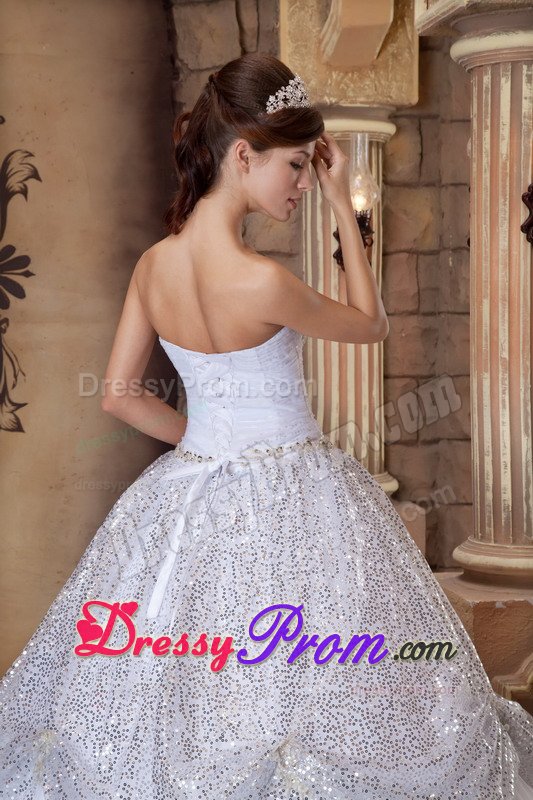 Sequins Strapless Pick-ups Organza Sweet Sixteen Quinceanera Dresses