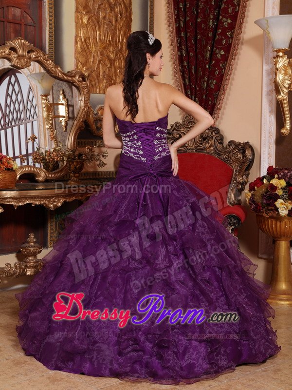 A-Line Purple Sweetheart Beaded Dresses for Sweet 16 for Sale