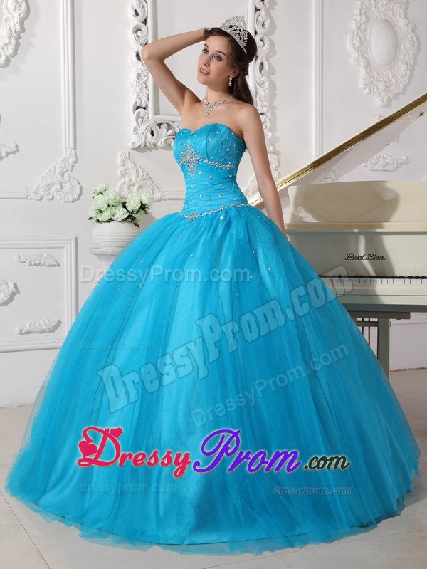 Cheap Strapless Floor-length Beaded Ruched Dress for Sweet 16