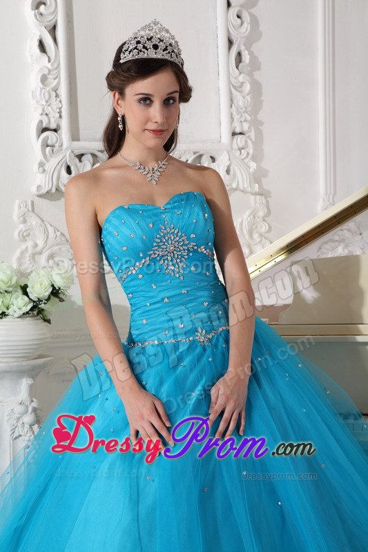 Cheap Strapless Floor-length Beaded Ruched Dress for Sweet 16