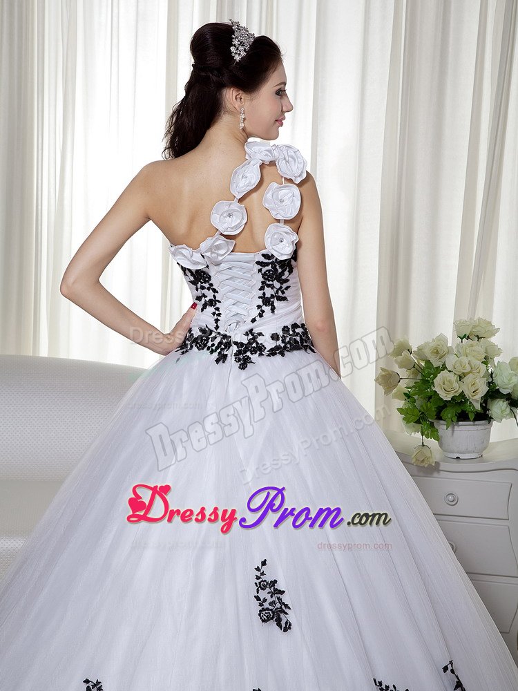 Voguish One Shoulder White Sweet 15 Dress with Embroidery