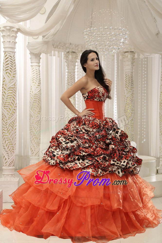 Special Leopard Print Multi-color Sweet 15 Quinceanera Dress
