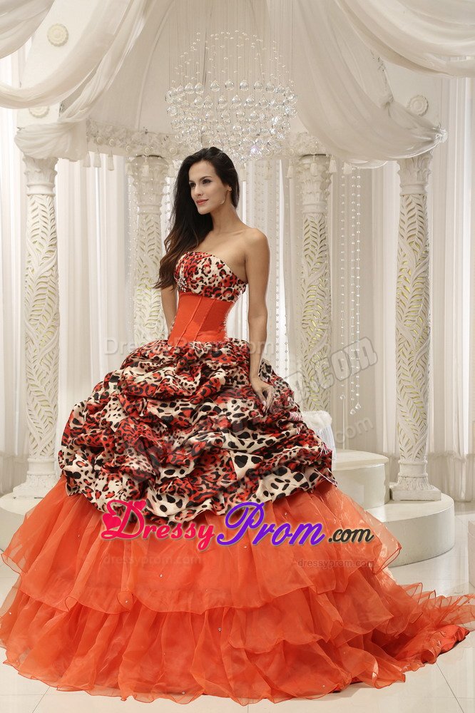 Special Leopard Print Multi-color Sweet 15 Quinceanera Dress