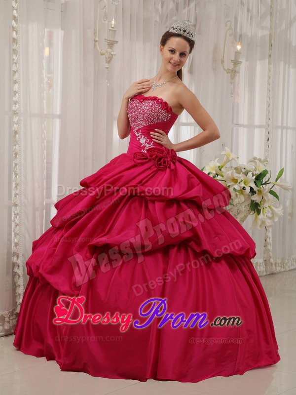Beading and Pick ups Accent Quinceanera Dress in Coral Red 2014
