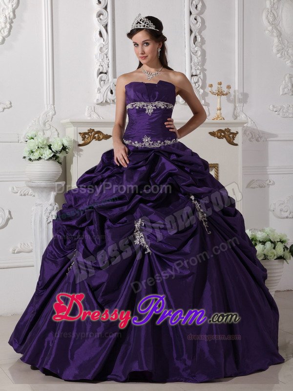 Duque De Caxias Dark Purple Strapless Sweet 16 Dresses Appliques