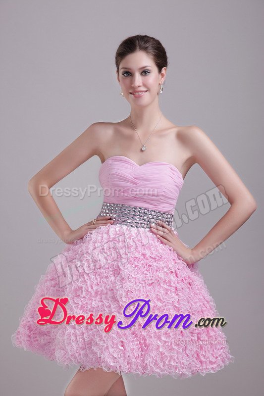 Ontario CA Baby Pink Prom Evening Dress with Beading and Ruffles