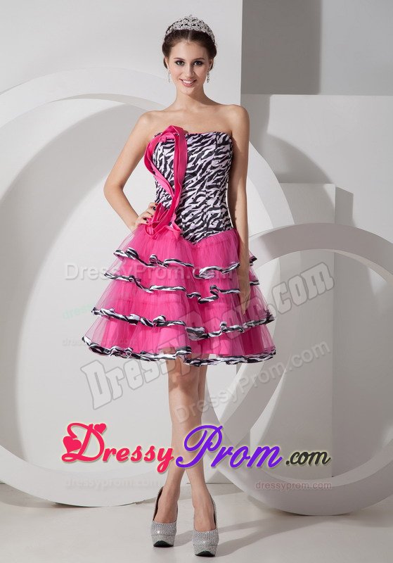 Zebra Print Ruffled Layers Multi-Colored Prom Dress for Girls