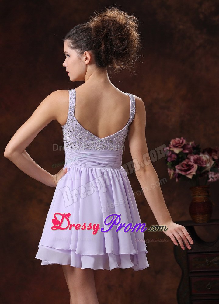 Straps Lilac Beaded Mini Prom Graduation Dress in Danville USA