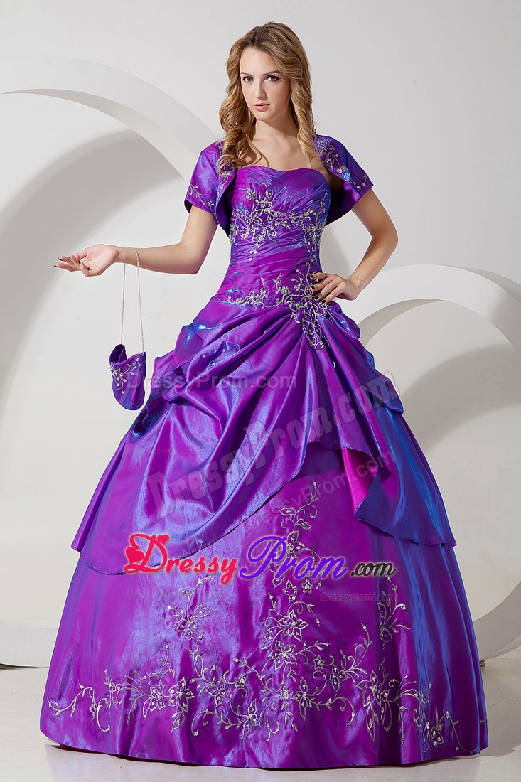 Appliqued and Ruched Purple Quinceanera Dresses in Redding CA