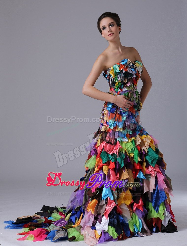 Mermaid Sweetheart Multi-color Ruffled Prom Dress for Ladies