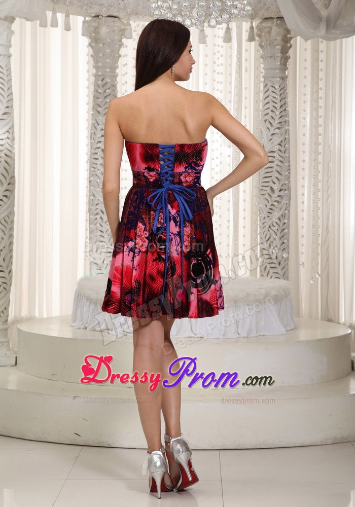 Custom Made Multi-color Strapless Mini Prom Evening Dress
